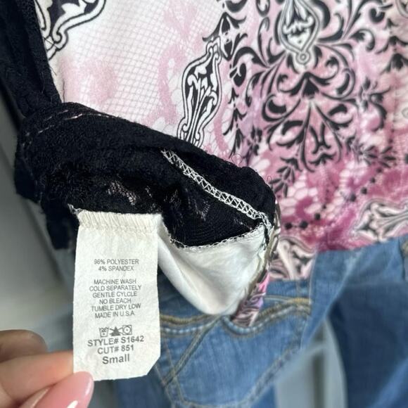 Y2K Vintage Love J Lace Bling Tank Top - Picture 6 of 7